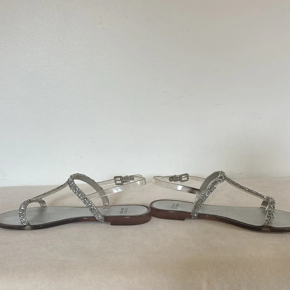Stuart Weitzman Teezer Clear Jelly flat sandal with crystal embellishments - Picture 6 of 7